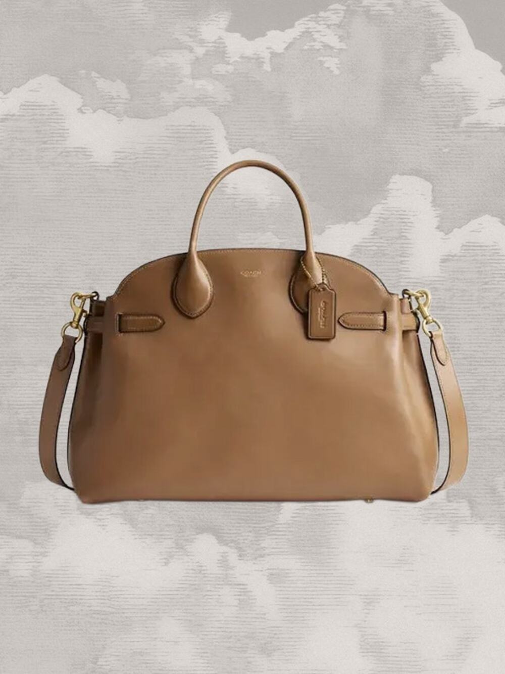 COACH Empire Carryall Bag Honey Camel Satchel Tote Tanned Leather Crossbody